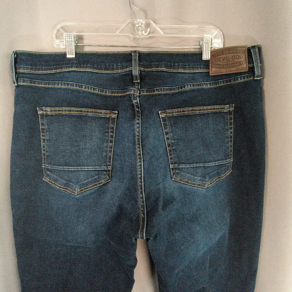 Devil Dog Jeans Mens 40x30 Blue Dark‎ Wash Athletic Fit Stretch